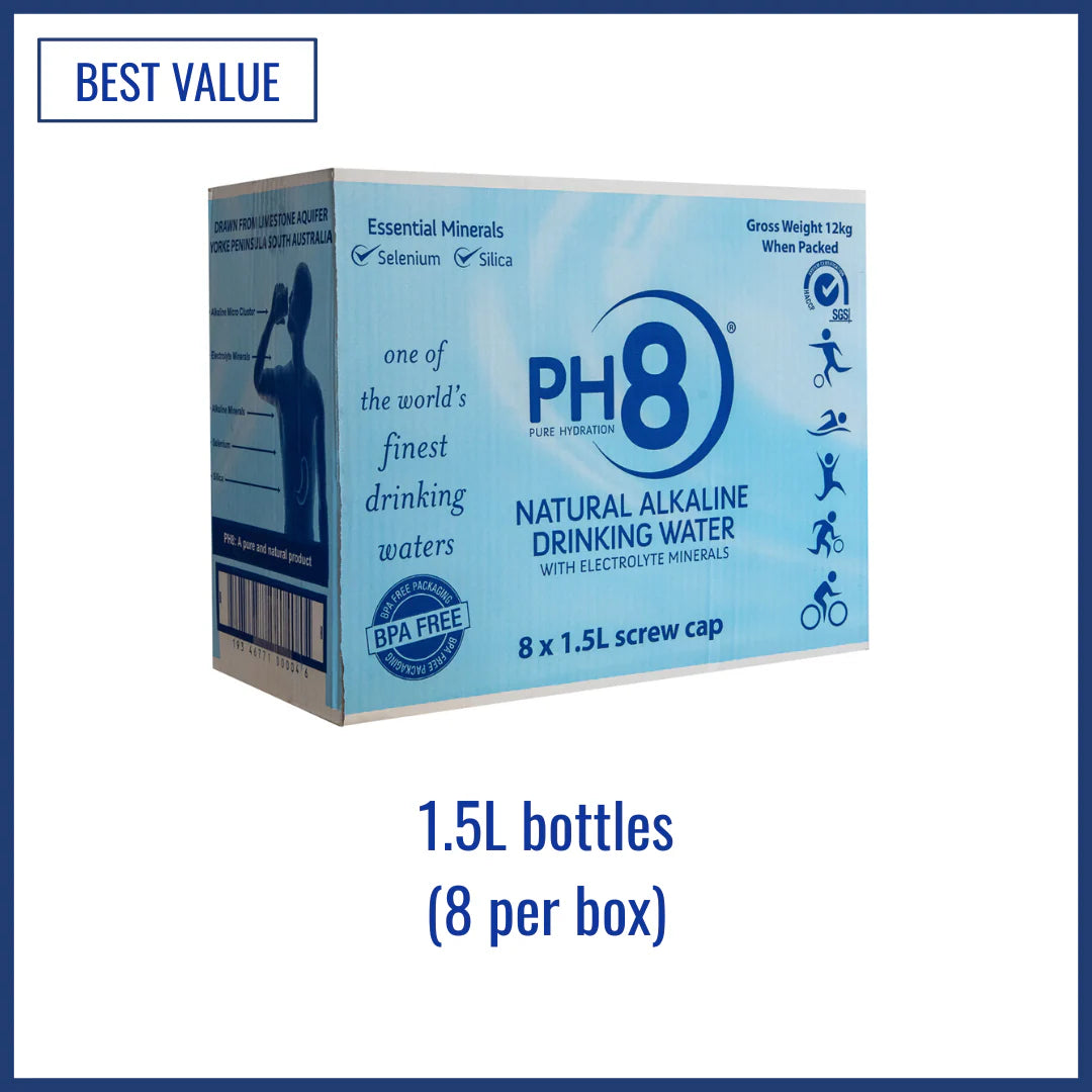 PH8 Alkaline Water - 1.5 ltr x 8 Bottles