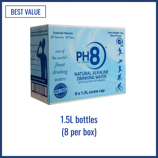 PH8 Alkaline Water - 1.5 ltr x 8 Bottles